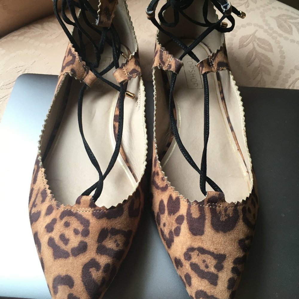 TopShop brand Leopard print suede flats